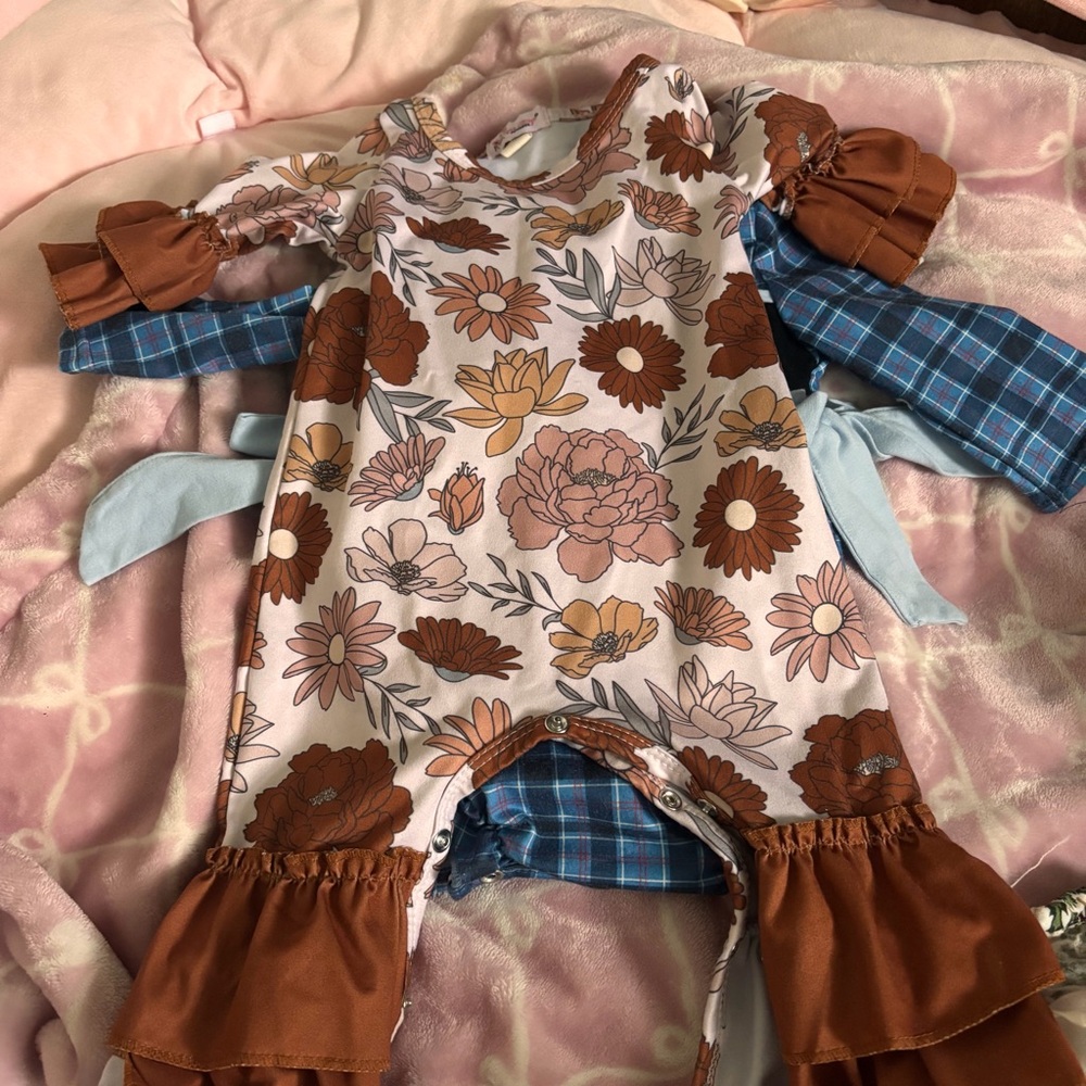 Floral Ruffle Baby Romper